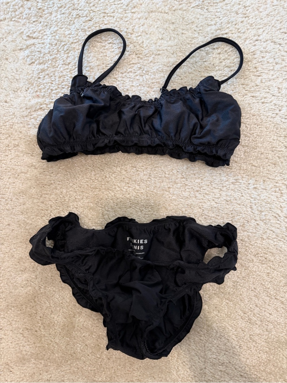 Frankie's Bikinis Black Ruffle Two-Piece Bikini